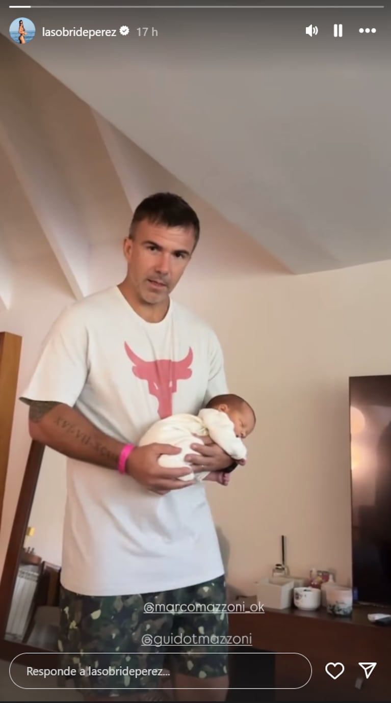 Sol Pérez mostró a Guido Mazzoni durmiendo a Marco. Foto: IG | lasobrideperez