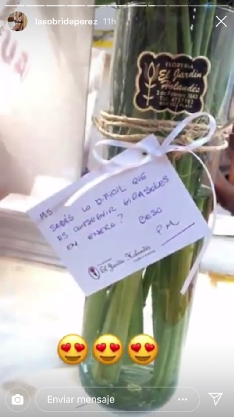Sol Pérez mostró el romántico regalo que le hizo un admirador secreto: ¡mirá las iniciales en la tarjeta!