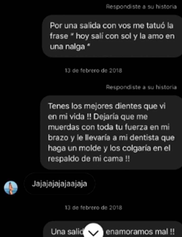 Sol Pérez mostró los insólitos primeros chats que le mandó su futuro marido para conquistarla