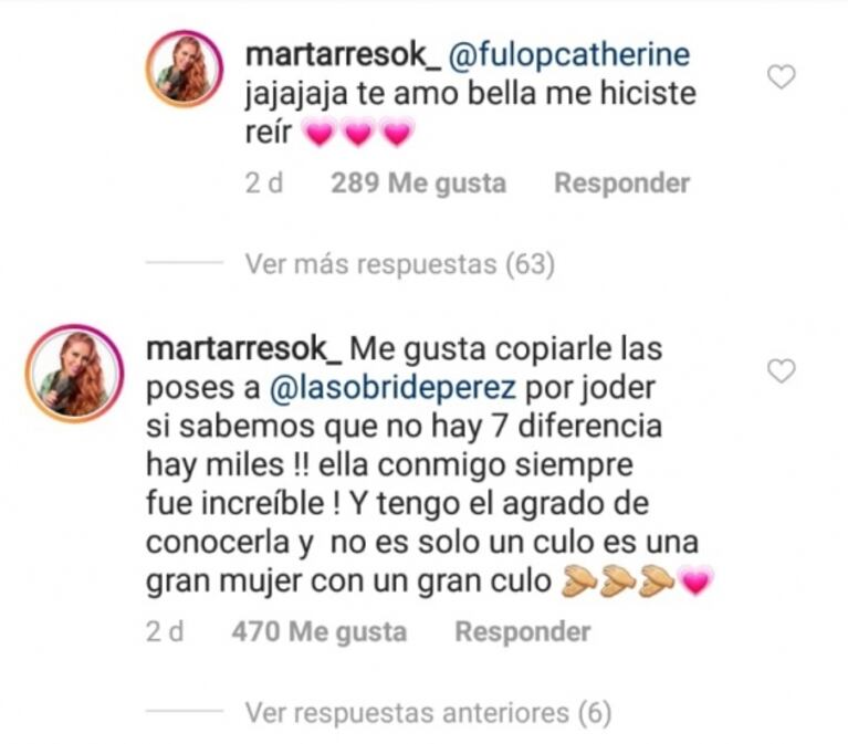 Sol Pérez salió al cruce de un picante comentario de Cathy Fulop, en un posteo de Mar Tarrés comparándose con la diosa del Bailando