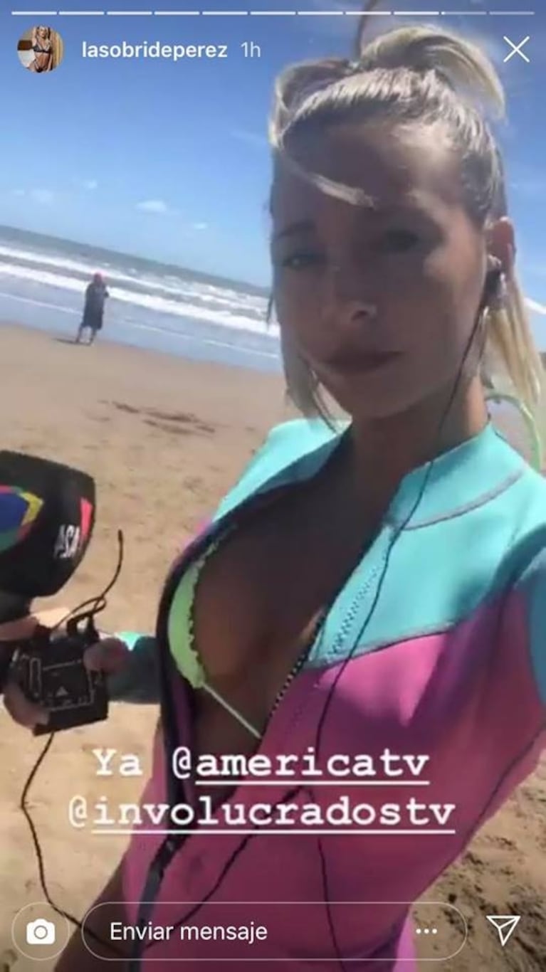 Sol Pérez se animó a practicar un difícil deporte acuático en Mar del Plata