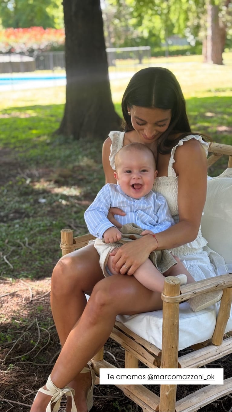 Sol Pérez y Guido Mazzoni festejaron el bautismo de Marco, su hijo. (Foto: @lasobrideperez)