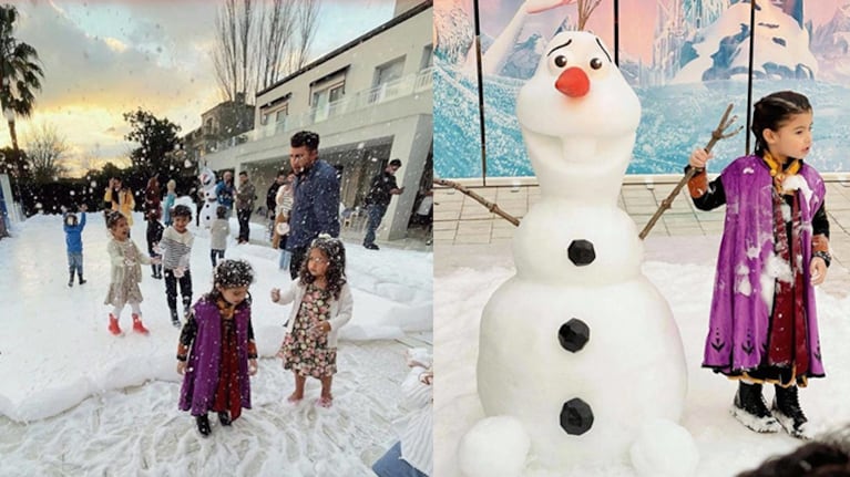 Solange Abraham, ex Gran Hermano, le celebró el cumpleaños a su hija con hielo y nieve inspirándose en Frozen.