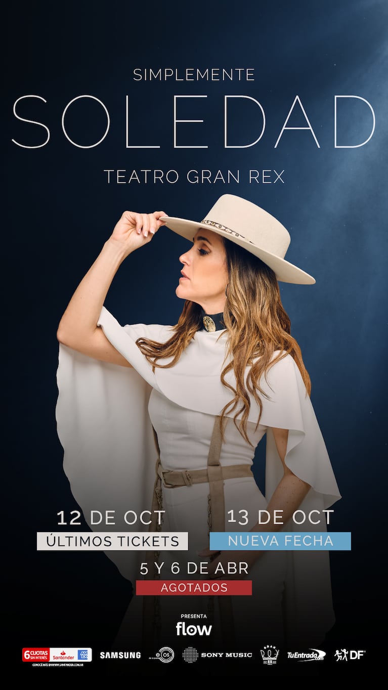 Soledad agrega una función en el Gran Rex de Buenos Aires.