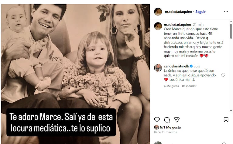 Soledad Aquino le hizo un contundente pedido a Marcelo Tinelli y Cande reaccionó picante