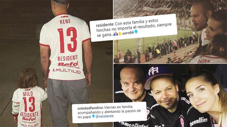 Soledad Fandiño y René, en la cancha junto a su hijo (Fotos: Instagram)