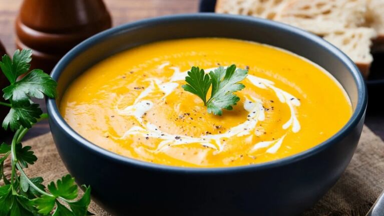 Sopa de calabaza, un clásico de cada invierno, con el toque distintivo del jengibre. Foto: CucinareTV