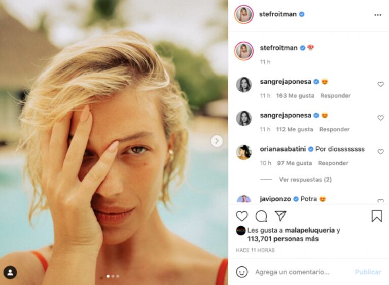 Stefi Roitman compartió fotos al natural y sin maquillaje desde la pileta