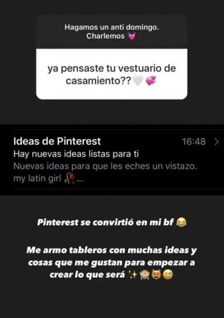 Stefi Roitman empezó a diseñar su vestido de novia, tras anunciar su boda con Ricky Montaner: "Me armo tableros con ideas"