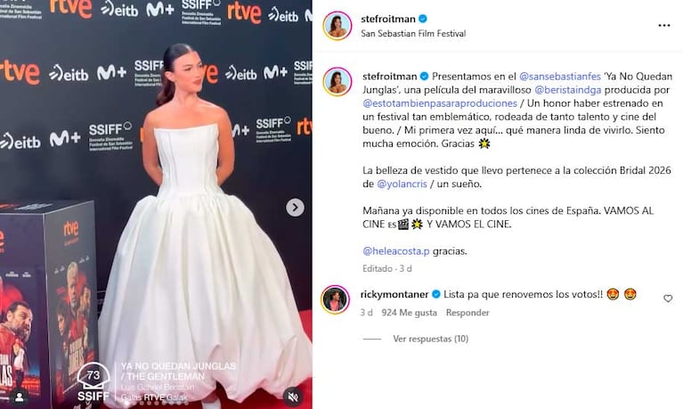Stefy Roitman en San Sebastián (Foto: Instagram @stefroitman)