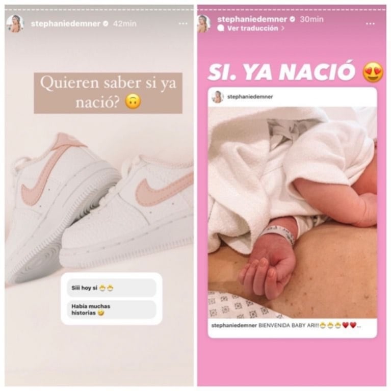 Stephanie Demner dio a luz a Arianna, su hija con Guido Pella, y compartió la primera foto de la beba