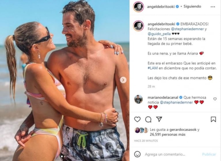 Stephanie Demner y Guido Pella, embarazados de su primera hija: "Es una nena y se llama Ariana"