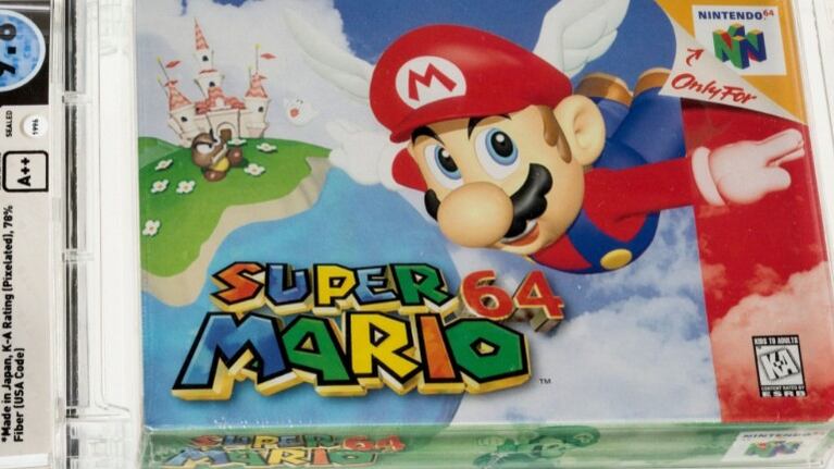 Subastan una copia sellada de Super Mario 64 por más de 1,5 millones de dólares. Foto: AFP.