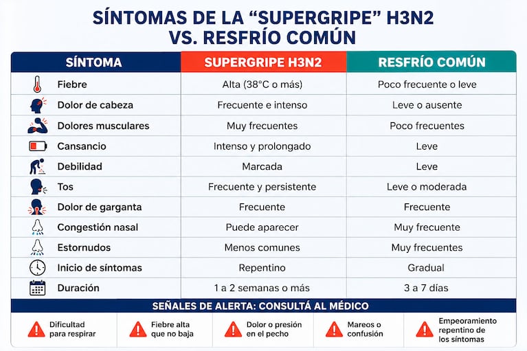 “Supergripe” H3N2: cuáles son los síntomas, diferencias con el resfrío común y cómo prevenir el contagio (IA)