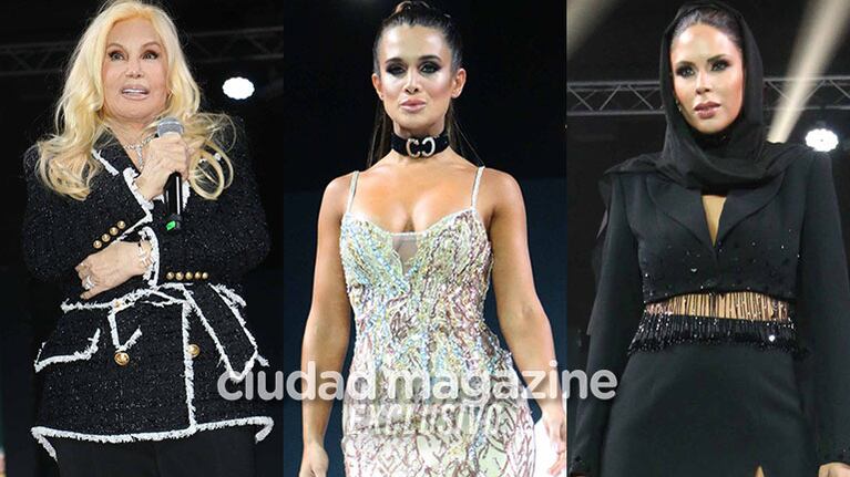 Susana Giménez, Camila Homs y Barby Franco en el desfile de Claudio Cosano (Fotos: Movilpress). 