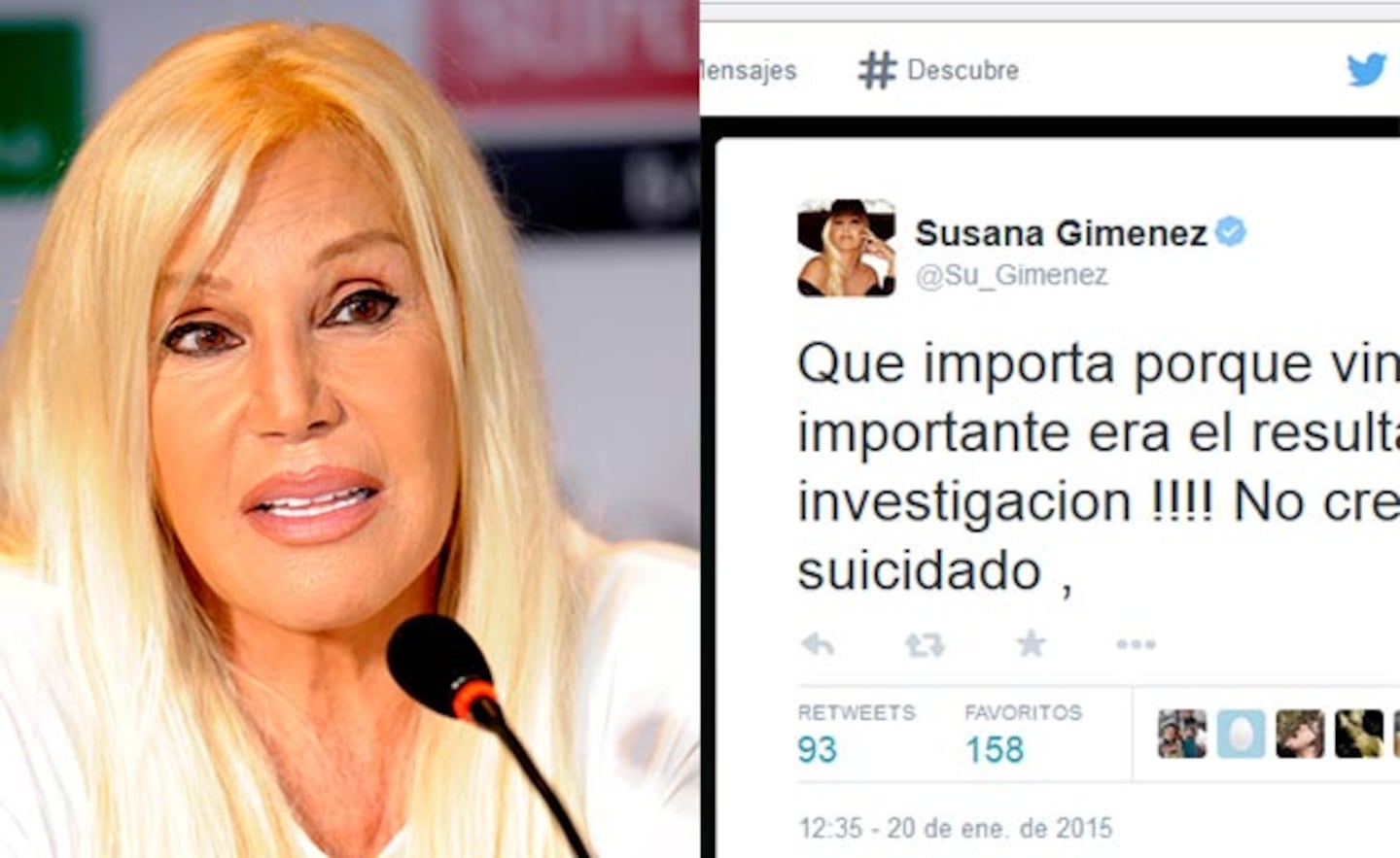 Susana Giménez habló del caso Nisman. (Fotos: Web y Twitter)
