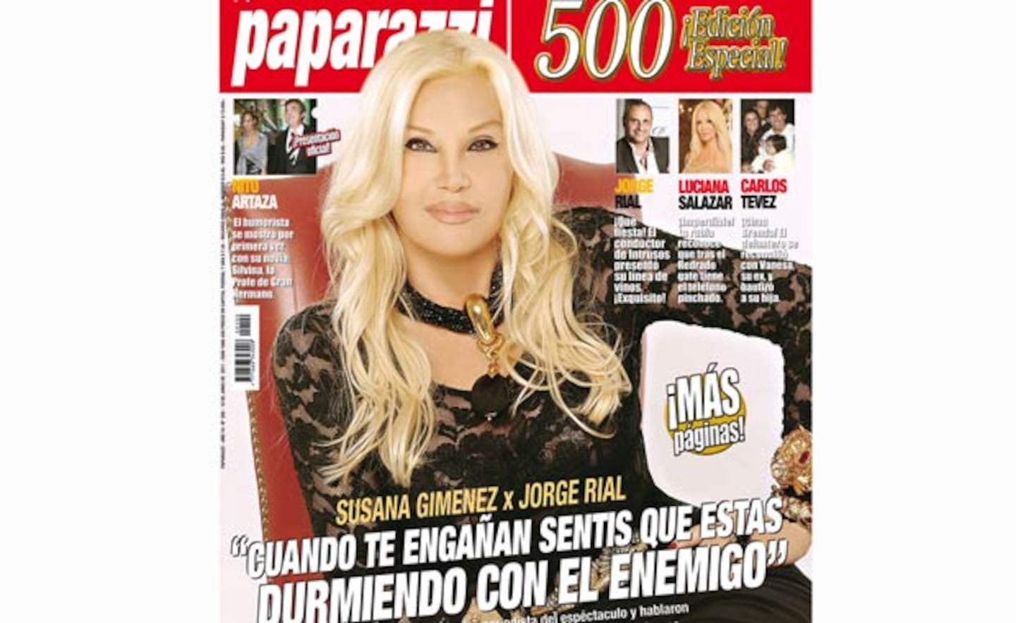 Susana Giménez, tapa de la edición Nº 500 de la revista Paparazzi.