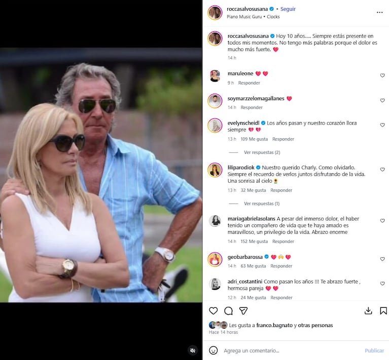 Susana Roccasalvo recordó a su esposo a diez años de su muerte: “No tengo palabras” | Créditos: Instagram @roccasalvosusana