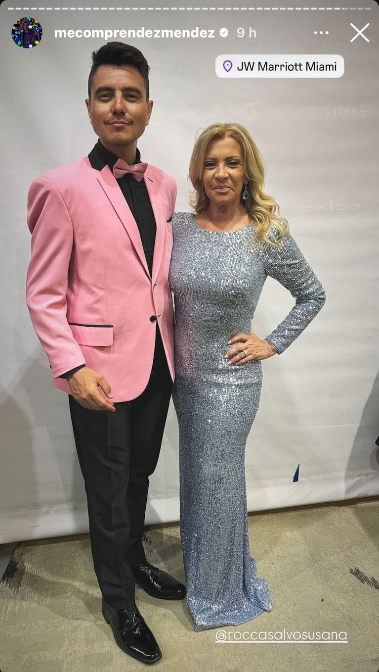 Susana Roccasalvo y Gustavo Mendez en el Martín Fierro Latino 2024 (Foto: Instagram @mecomprendezmendez).