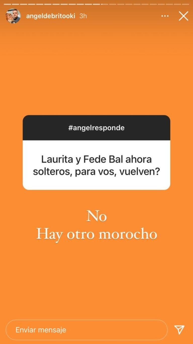 Suspicaz respuesta de Ángel de Brito cuando le preguntaron si Laurita Fernández podría volver con Fede Bal: "Hay otro morocho"