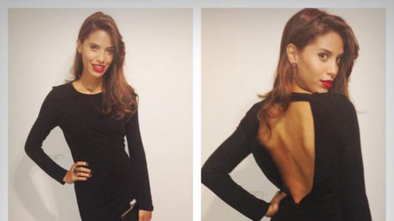 Taína Ferreira, muy sexy con su escote en la espalda (Fotos: Twitter).