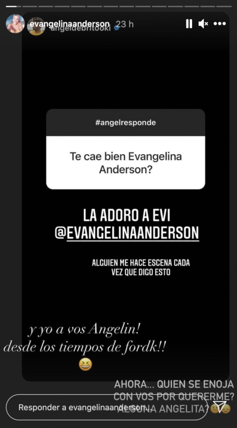 Tajante reacción de Evangelina Anderson luego de que Ángel afirmara que le reprochan que la quiera: "¿Alguna "angelita"?