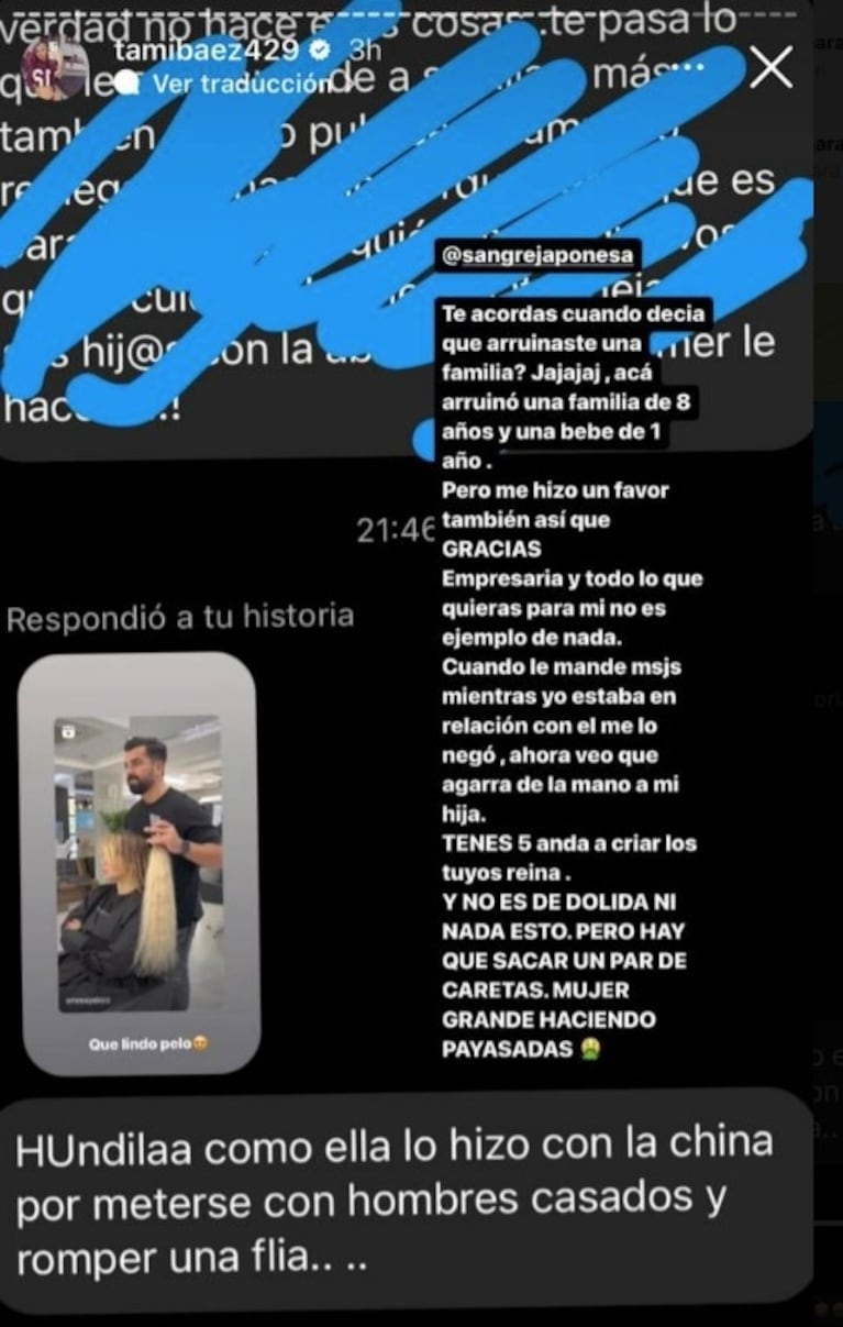 Tamara Báez arremetió furiosa contra Wanda Nara y bancó a China Suárez: "Andá a criar a tus 5 hijos"