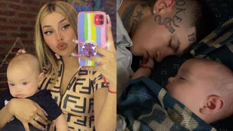 Tamara Báez compartió la foto más dulce de su hija Jamaica durmiendo con el dedo en la boca de L-Gante (Fotos: Instagram)