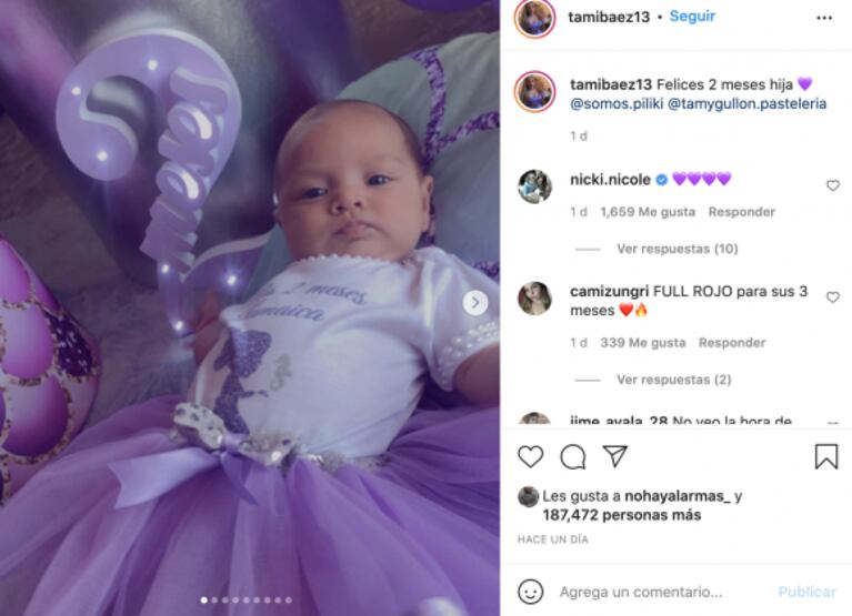 Tamara Báez, la novia de L-Gante, celebró con todo los dos meses de su beba Jamaica