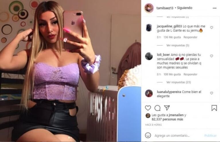 Tamara Báez, la novia de L-Gante, se mostró en las redes tras el nacimiento de Jamaica: "Era hora de subir fotos mías también"