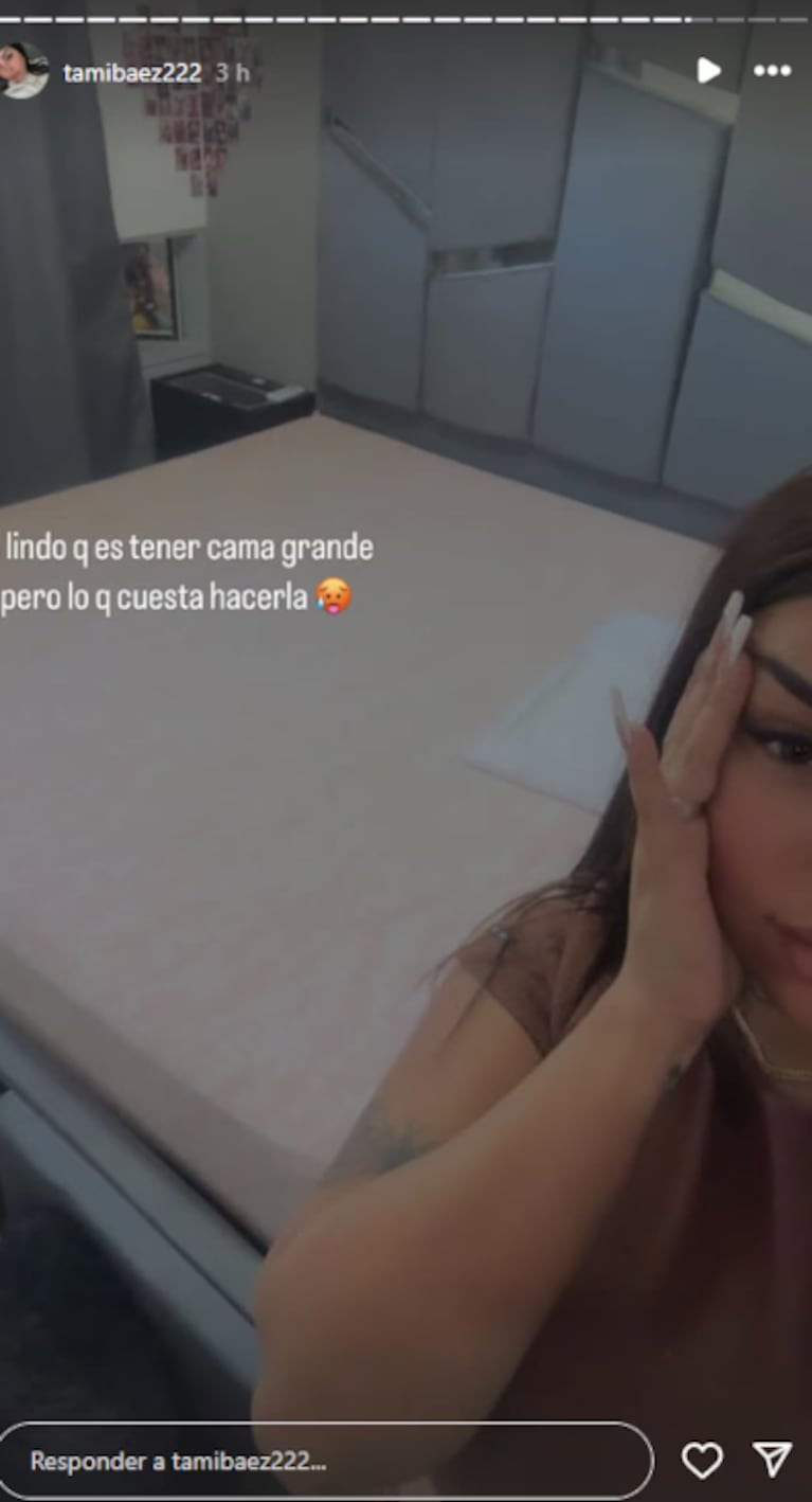 Tamara Báez mostró su cama espejada. Foto: IG | tamibaez222