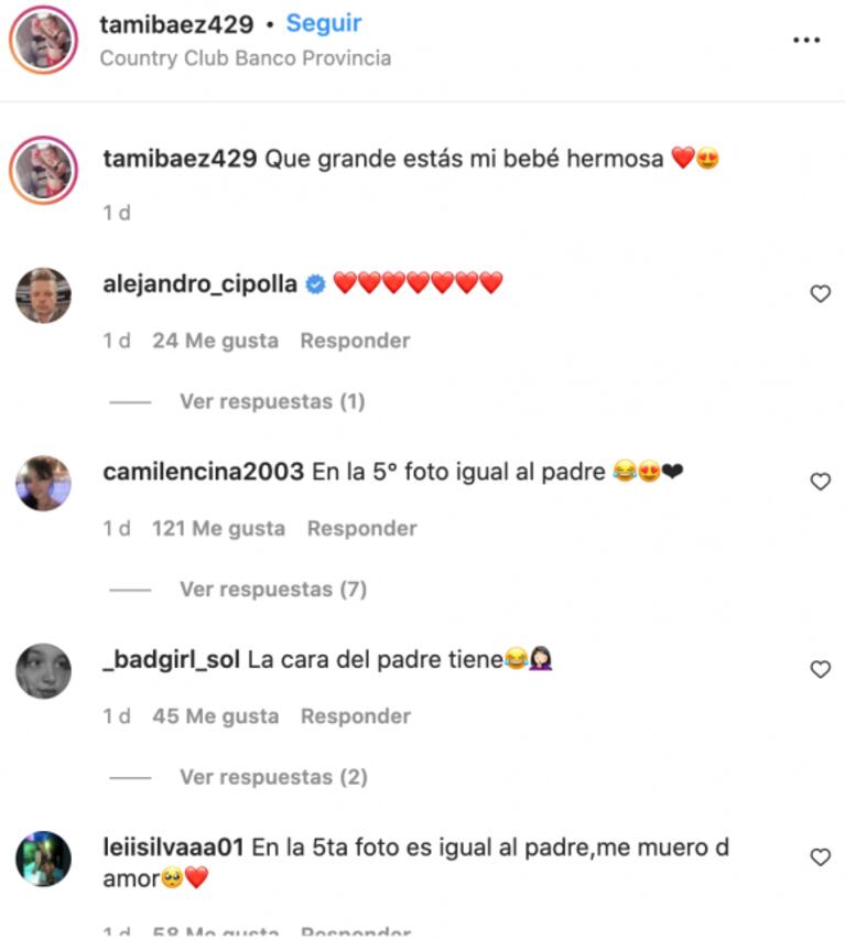 Tamara Báez publicó una foto de su hijita y llamó la atención el parecido con L-Gante: "Qué grande estás"