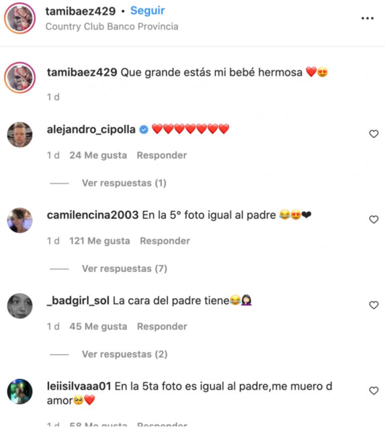 Tamara Báez publicó una foto de su hijita y llamó la atención el parecido con L-Gante: "Qué grande estás"