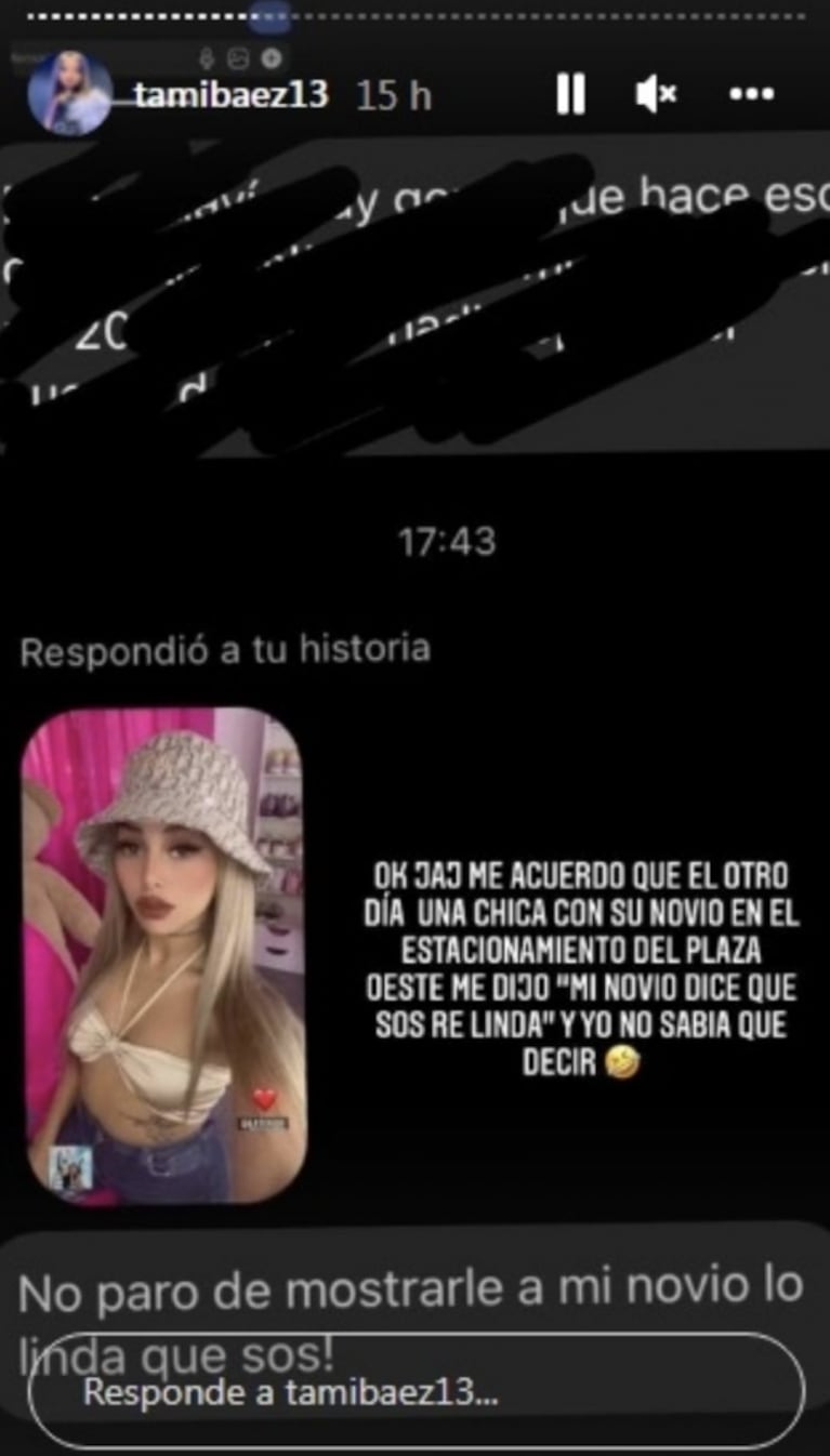 Tamara Báez vivió un incómodo momento con una pareja en un shopping: "Mi novio dice que sos re linda"