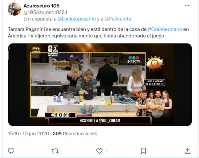 Tamara Paganini volvió a Gran Hermano tras su internación.