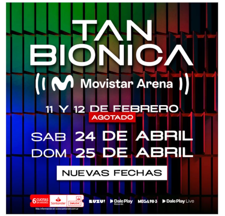 Tan Biónica suma dos shows en el Movistar Arena tras agotar sus primeras fechas (foto de prensa)