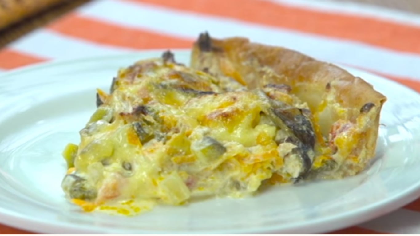 tarta, light, pollo, verduras