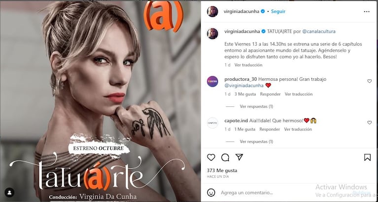 Tatu(á)rte, el programa de Virginia Da Cunha de Bandana. (Foto: @virginiadacunha)