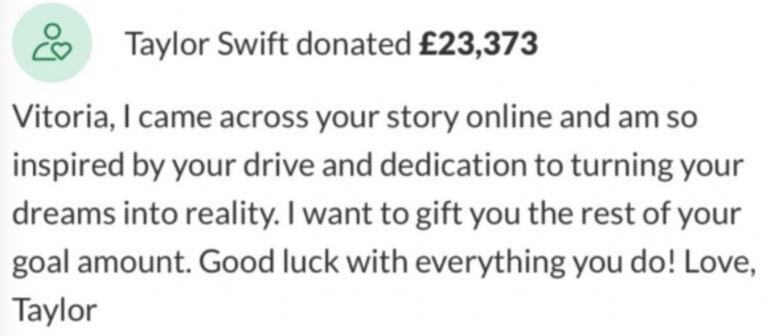 Taylor Swift le donó 30 mil dólares a una estudiante para que vaya a la universidad: "Me inspiró tu impulso"