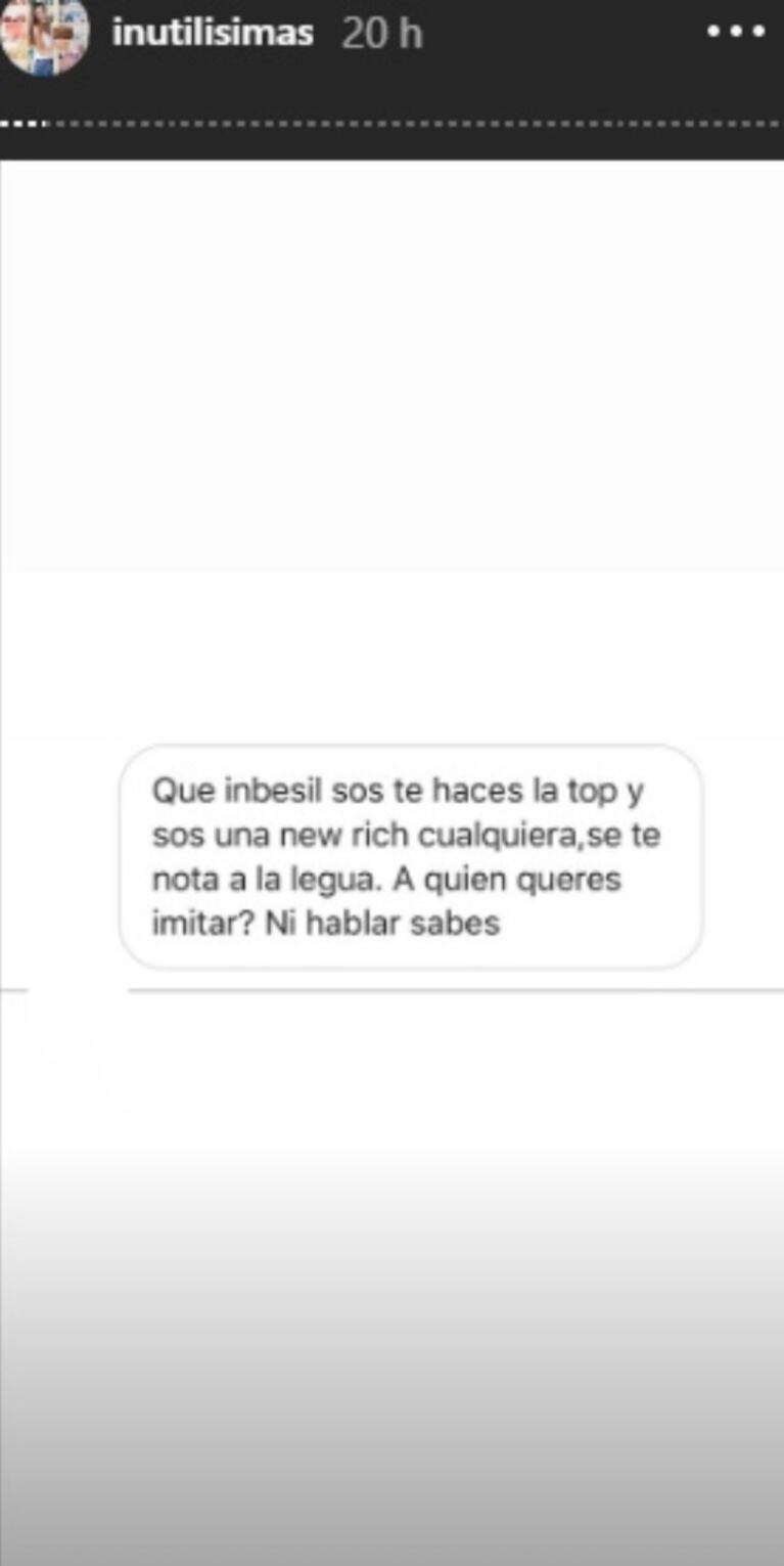 Tefi Russo, la esposa del Pollo Álvarez, mostró los insultos que le dedican los haters: "Me encanta bloquear cuentas"