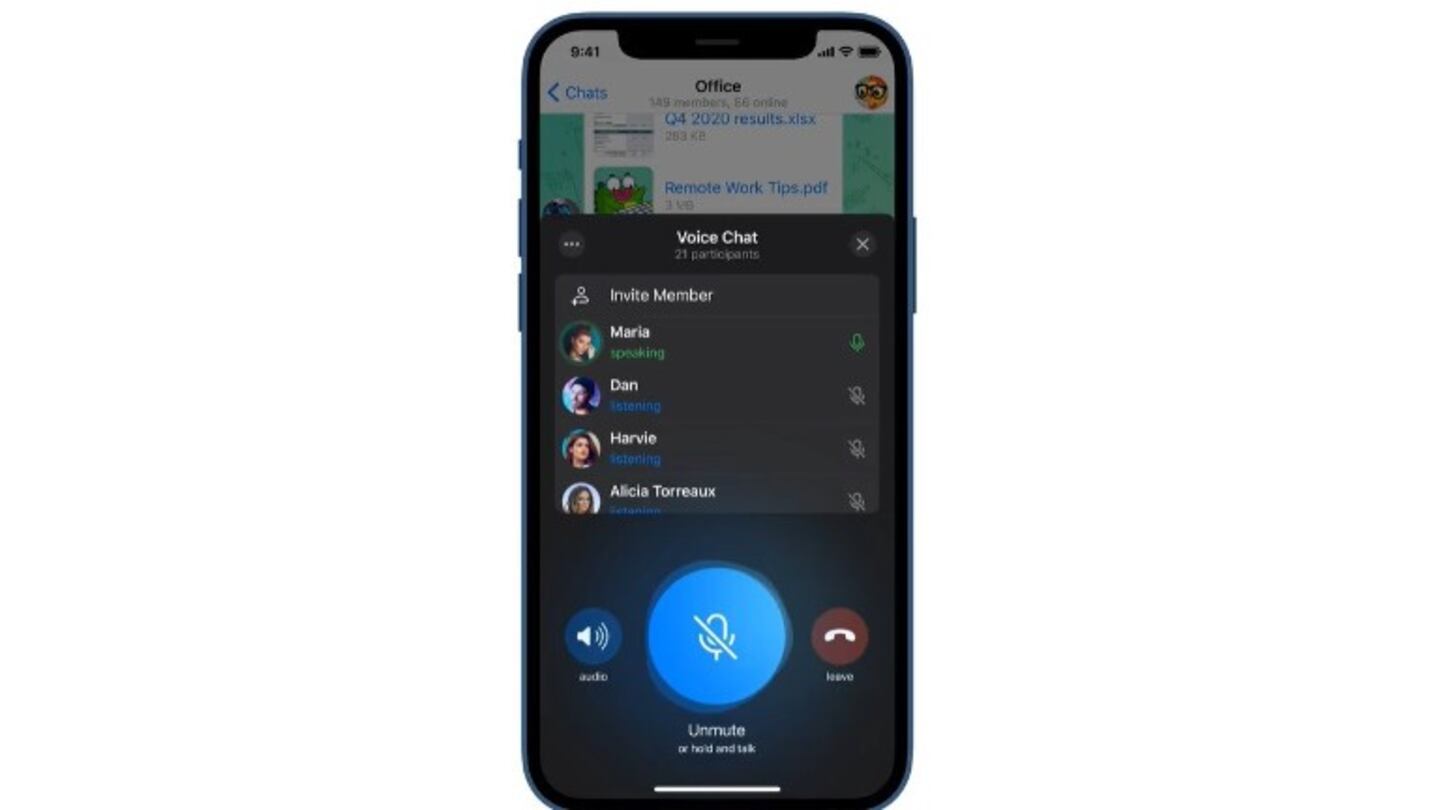   Telegram integra los chats de voz. Foto: DPA.