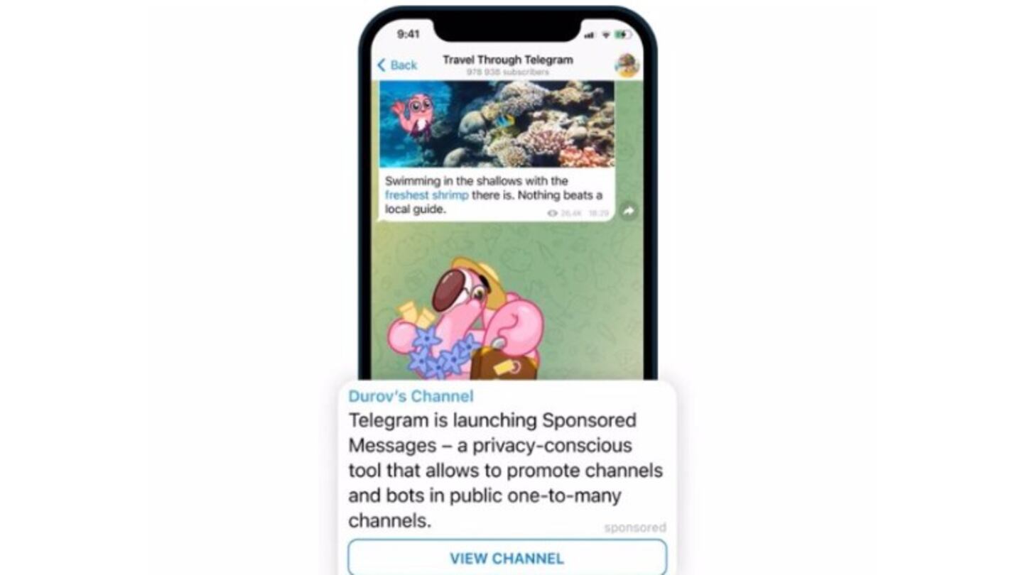 Telegram introduce anuncios en los canales públicos de más de 1000 suscriptores