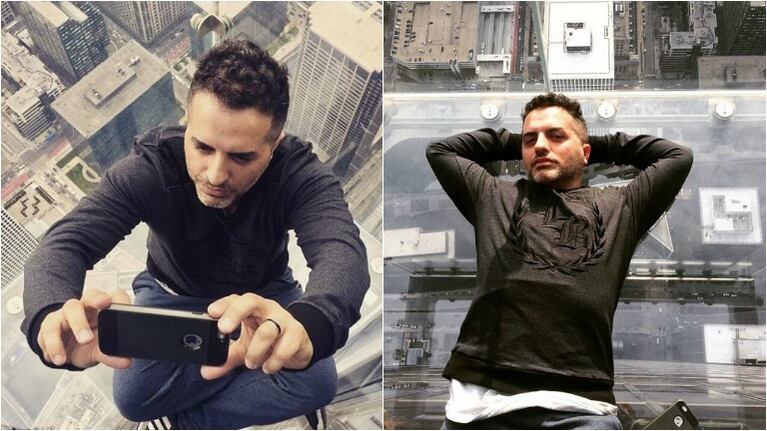 "Tenía que sacarme una selfie acá. Descansando en el piso 103". Foto: Instagram