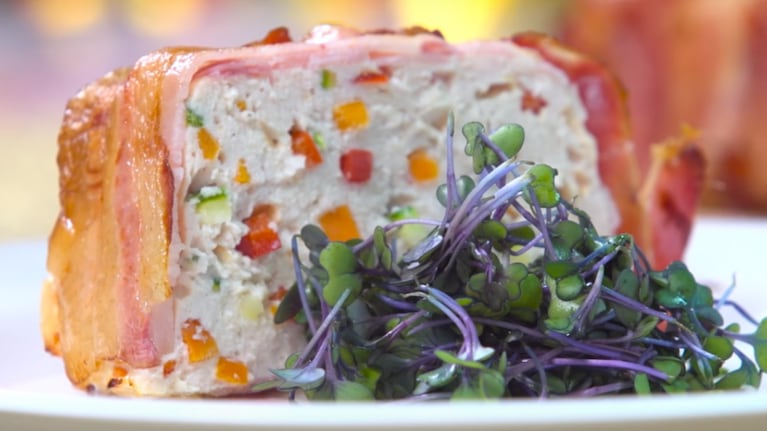 terrina, pollo, panceta, verduras
