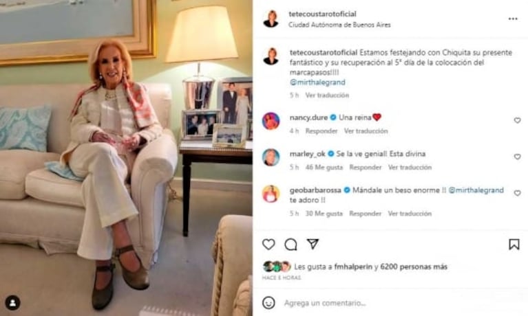 Teté Coustarot reveló cómo está Mirtha Legrand a pocos días de su operación: "Estamos festejando"