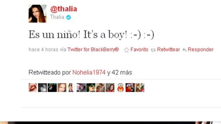 Thalía se convirtió en mamá por segunda vez y lo contó por Twitter (Foto: Web)