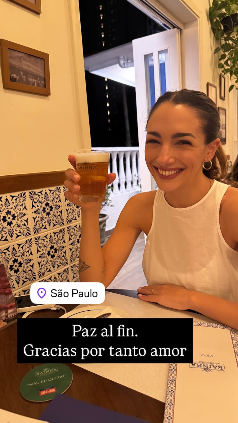 Thelma Fardin en San Pablo, tras la ratificación de la condena a Juan Darthés. Foto: Instagram @soythelmafardin