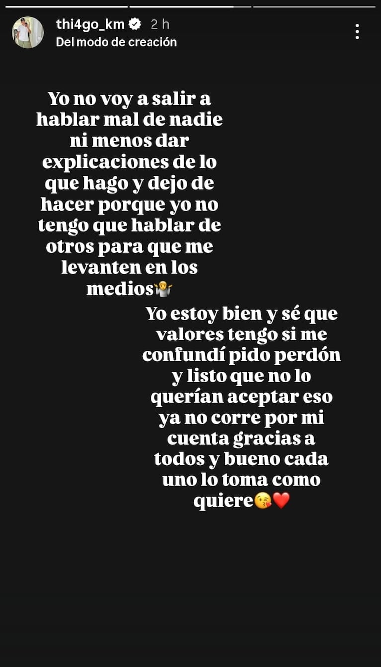 Thiago Medina en sus redes sociales (Foto: captura de Instagram).