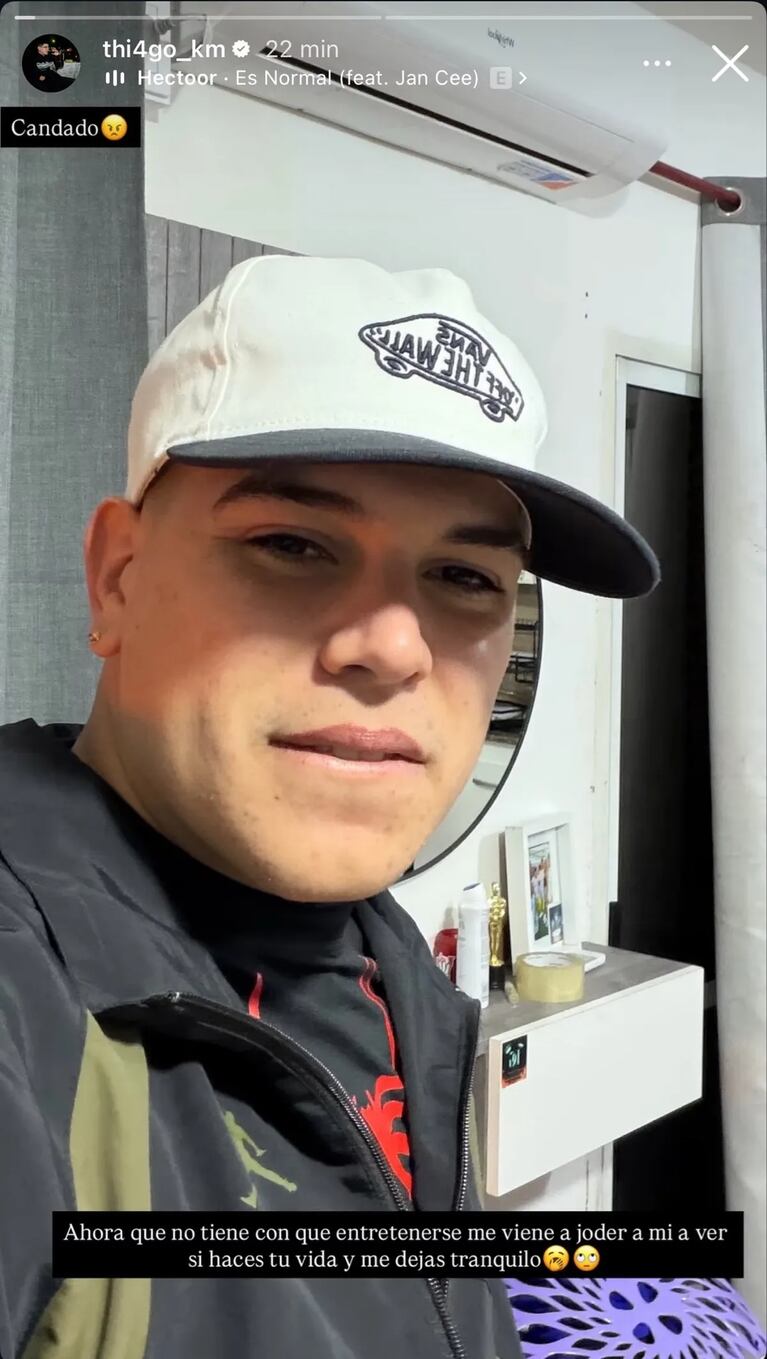 Thiago Medina explotó contra Daniela Celis en sus historias de Instagram. Crédito: Instagram