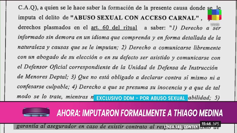Thiago Medina fue imputado por abuso sexual (Foto: captura de América).
